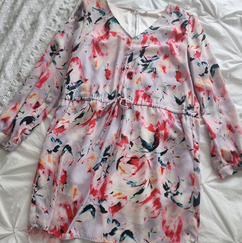 Floral V-Neck Tunic Dress